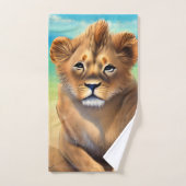 Mannelijke lionzak op strand bad handdoek (Handdoek)
