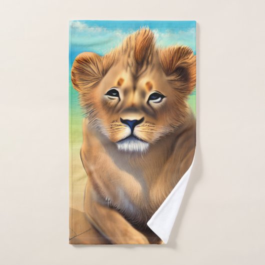Mannelijke lionzak op strand bad handdoek (Handdoek)