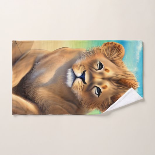 Mannelijke lionzak op strand bad handdoek (Handdoek)