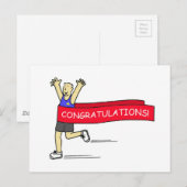 Mannelijke loper met felicitaties Banner. Briefkaart (Voorkant / Achterkant)