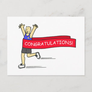 Mannelijke loper met felicitaties Banner. Briefkaart