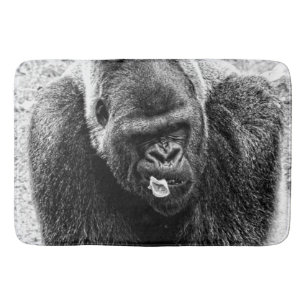 Mannelijke Lowland Silverback Gorilla, zwart en wi Badmat