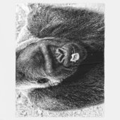Mannelijke Lowland Silverback Gorilla, zwart en wi Fleece Deken (Voorkant)