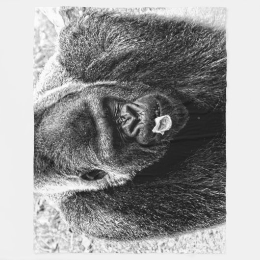 Mannelijke Lowland Silverback Gorilla, zwart en wi Fleece Deken (Voorkant)
