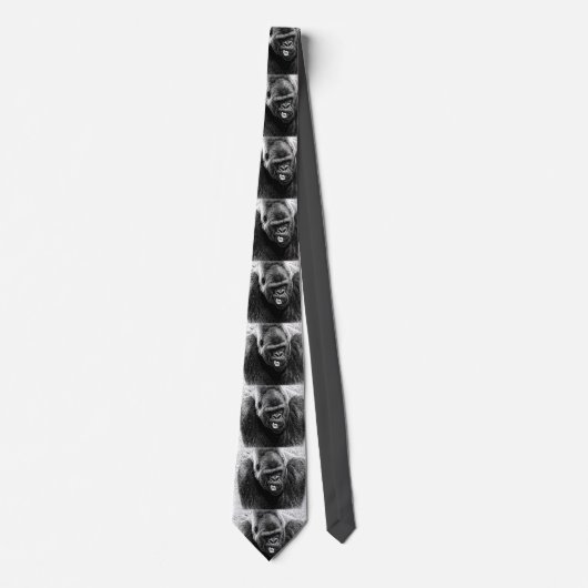 Mannelijke Lowland Silverback Gorilla, zwart en wi Stropdas (Voorkant)