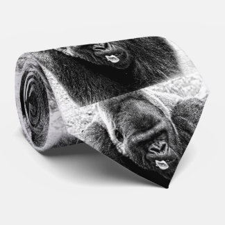 Mannelijke Lowland Silverback Gorilla, zwart en wi Stropdas