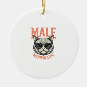 Mannelijke Manipulator Grappige Kat Zonnebril Vint Keramisch Ornament