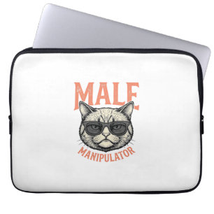 Mannelijke Manipulator Grappige Kat Zonnebril Vint Laptop Sleeve