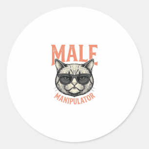 Mannelijke Manipulator Grappige Kat Zonnebril Vint Ronde Sticker