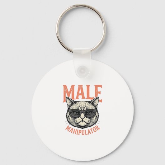 Mannelijke Manipulator Grappige Kat Zonnebril Vint Sleutelhanger (Voorkant)