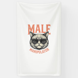 Mannelijke Manipulator Grappige Kat Zonnebril Vint Spandoek