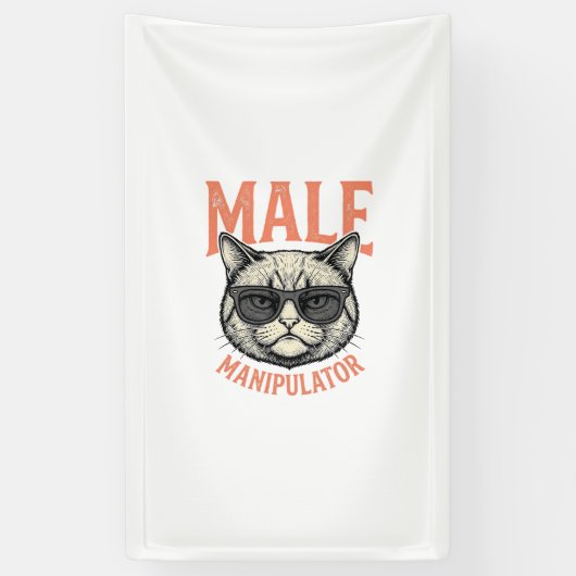 Mannelijke Manipulator Grappige Kat Zonnebril Vint Spandoek (Verticaal)