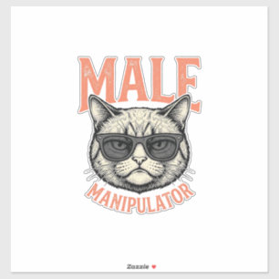 Mannelijke Manipulator Grappige Kat Zonnebril Vint Sticker