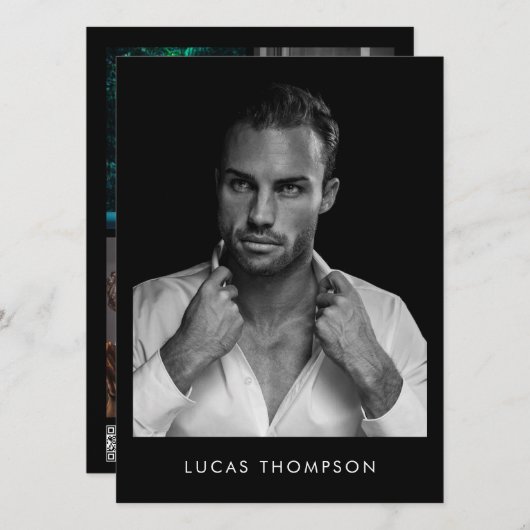 Mannelijke modelleraar Comp Kaart 5 Foto QR-code (Voorkant / Achterkant)