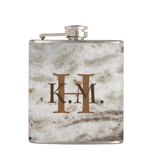 Mannelijke Monogrammed Parel Graniet Flask Heupfles (Voorkant)