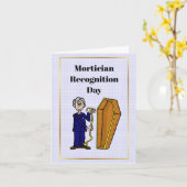 Mannelijke Morticiër die Coffin Wenskaart meet Kaart (Gele Bloem)