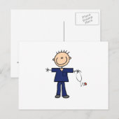 Mannelijke muis Afbeelding Verpleegster - Blauw Briefkaart (Voorkant / Achterkant)