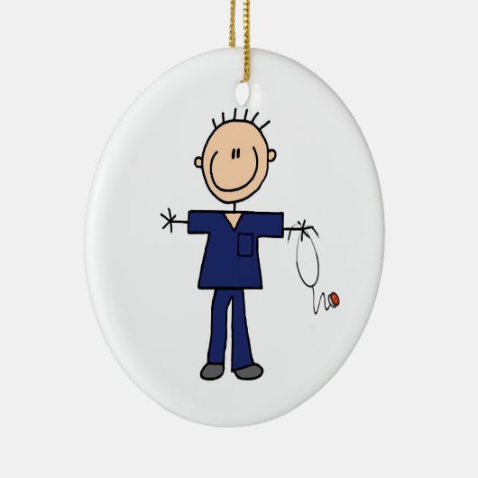 Mannelijke muis Afbeelding Verpleegster - Blauw Keramisch Ornament (Rechts)