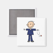 Mannelijke muis Afbeelding Verpleegster - Blauw Magneet (Voorkant / Achterkant)