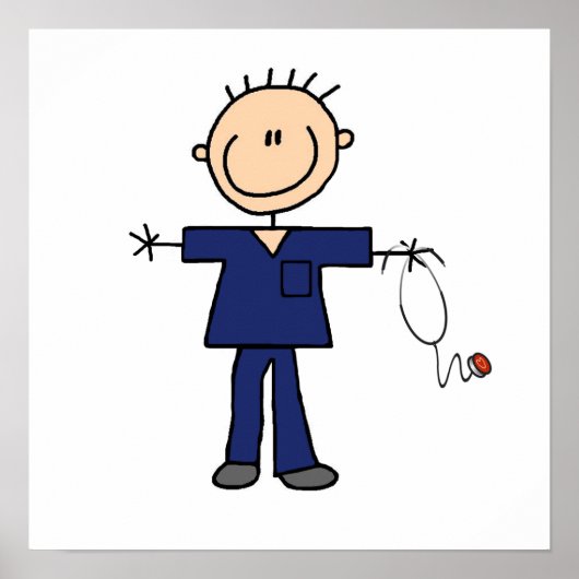 Mannelijke muis Afbeelding Verpleegster - Blauw Poster (Voorkant)