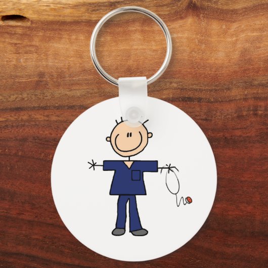 Mannelijke muis Afbeelding Verpleegster - Blauw Sleutelhanger (Voorkant)