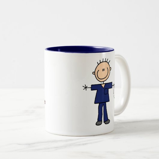 Mannelijke muis Afbeelding Verpleegster - Blauw Tweekleurige Koffiemok (Voorkant rechts)