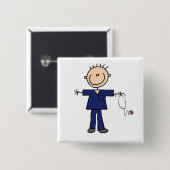 Mannelijke muis Afbeelding Verpleegster - Blauw Vierkante Button 5,1 Cm (Voorkant /achterkant)