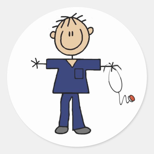 Mannelijke muis Afbeelding Verpleegster Middelgrot Ronde Sticker (Voorkant)