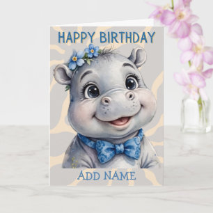 Mannelijke nijlpaard: Pastelboog Verjaardag Baby D Kaart