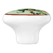 Mannelijke Noordelijke Kardinaal en Holly Keramische Knop (Zijkant)