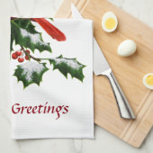 Mannelijke Noordelijke Kardinaal en Holly Theedoek (Quarter Fold)