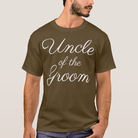 Mannelijke Oom van de Bruidegom  Witte Script Lett T-shirt (Voorkant)