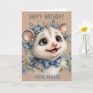 Mannelijke Opossum: Dierenbaby Pastel Strik VERJAA Kaart