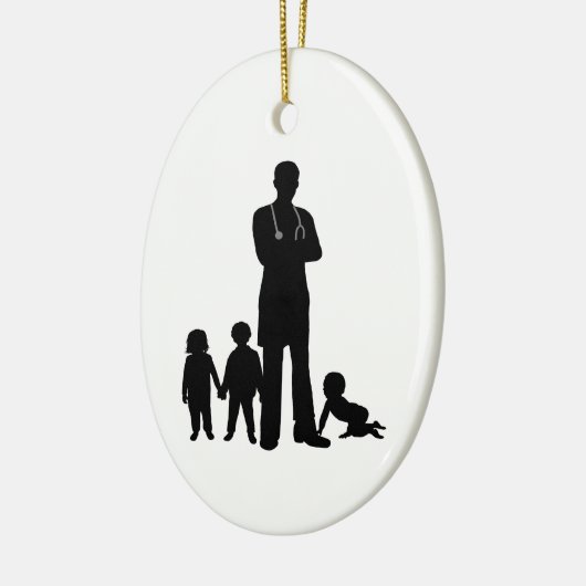 Mannelijke pediatricus Silhouette met Kinder Ornam Keramisch Ornament (Links)