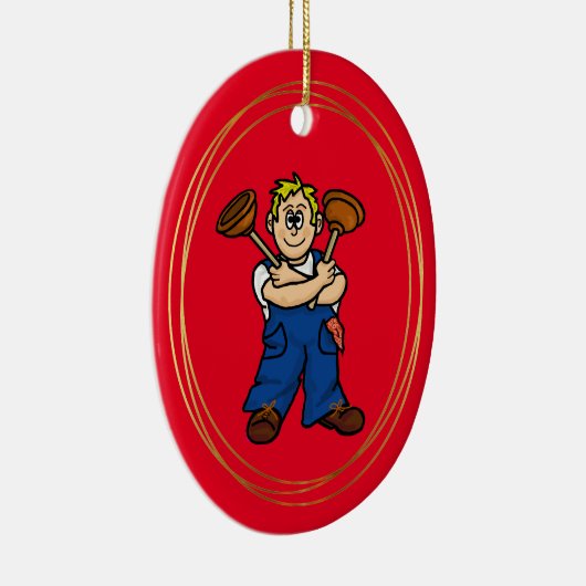 Mannelijke Plumber Persoonlijke kerstversiering Keramisch Ornament (Rechts)