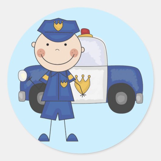 Mannelijke politiefunctionaris Tshirts en cadeaus Ronde Sticker (Voorkant)