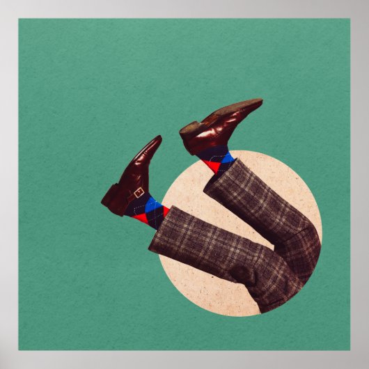 Mannelijke poten die rond stapelen op pastelgeomet poster (Voorkant)