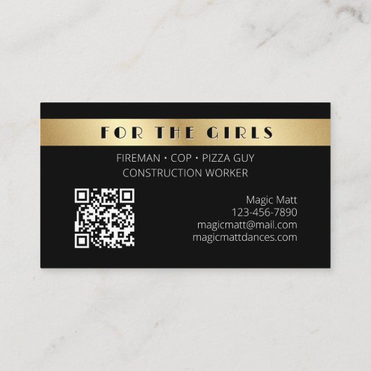 Mannelijke Private Exotic Dancer Visitekaartje (Achterkant)