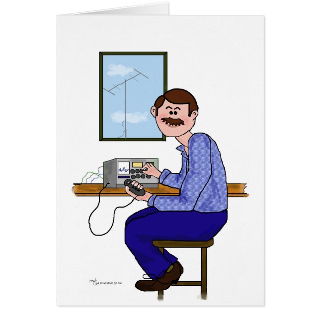 Mannelijke radiooperator - Bruin Hair & Mustache (Voorkant)