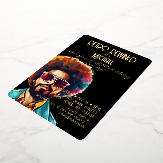 Mannelijke rewind 50e verjaardag Shindig Party Folie Uitnodiging (Gedraaid)