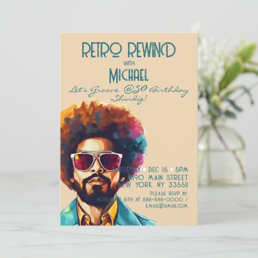 Mannelijke rewind 50e verjaardag Shindig Party Kaart (Staand voorkant)