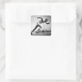 Mannelijke Runner Vierkante Sticker (Tas)