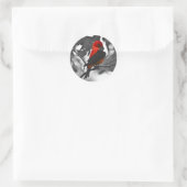 Mannelijke scharlaken tangare ronde sticker (Tas)
