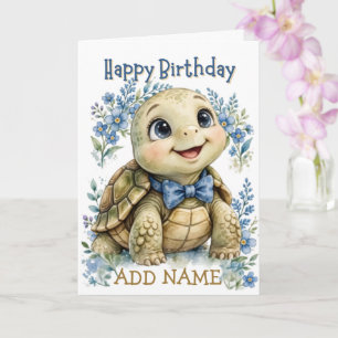 Mannelijke Schildpad: Baby Dier Pastel strik Verja Kaart