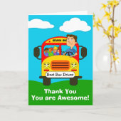 Mannelijke schoolbuschauffeur Dank u kaarten (Gele Bloem)