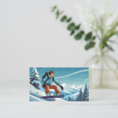 Mannelijke snowboarder op een berg visitekaartje (Staand voorkant)