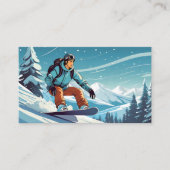 Mannelijke snowboarder op een berg visitekaartje (Voorkant)