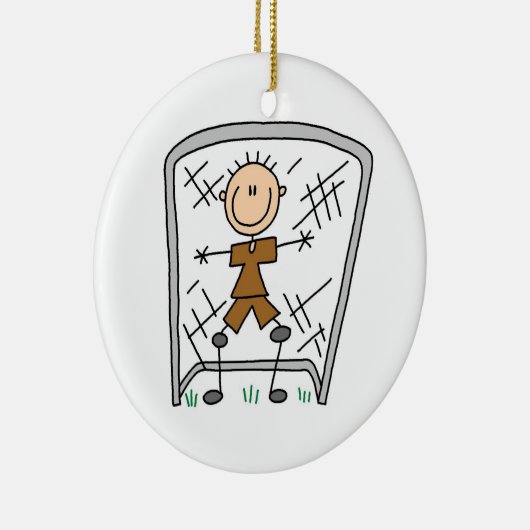 Mannelijke Soccer Goal Keeper T-shirts en cadeautj Keramisch Ornament (Rechts)