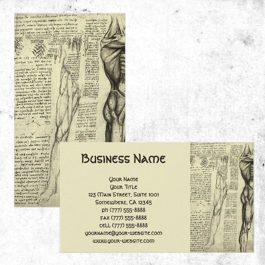 Mannelijke spieranatomie Schets door Leonardo da V Visitekaartje