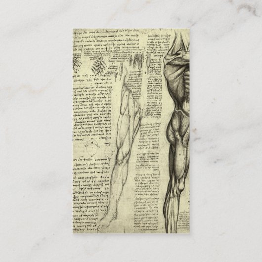 Mannelijke spieranatomie Schets door Leonardo da V Visitekaartje (Achterkant)